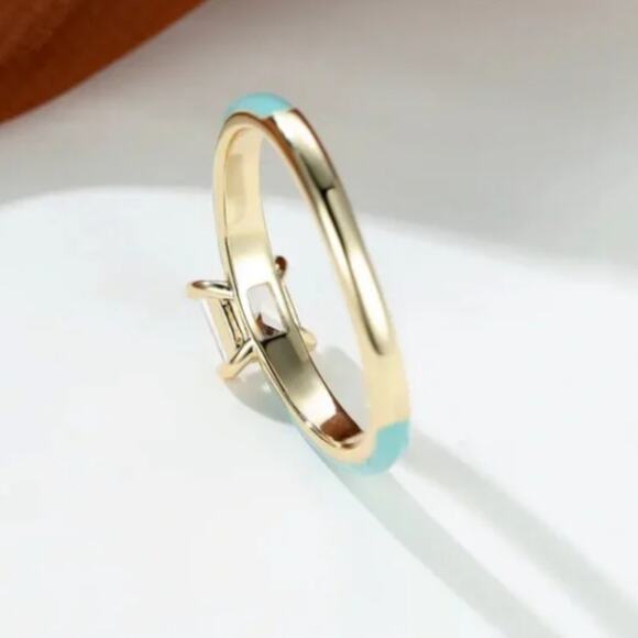 Tiffany Blue Solitaire Ring NEW Size 7 - Picture 3 of 3